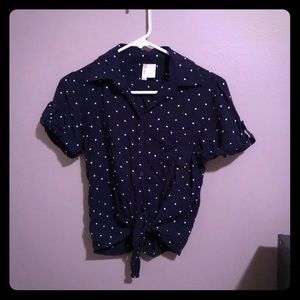 Blue polka dot short sleeve. Size XS